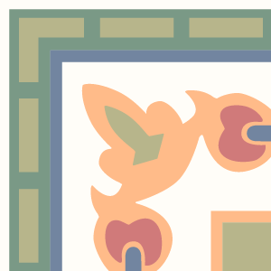 Border corner tile Imperial II Esquina with circles and medallions, bands and lines, arches and curves